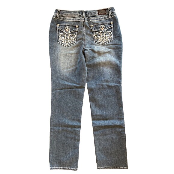 Earl Jeans Womens Embellished Beaded Jeans Sz 6 Denim Light Wash Straight Leg - Picture 2 of 15